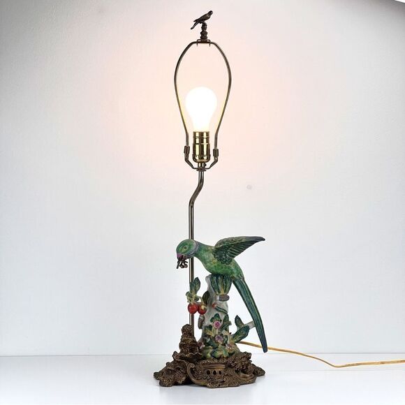 United Wilson Parrot Hand Painted Porcelain Table Lamp on Bronze Bases 1897 - Picture 9 of 16